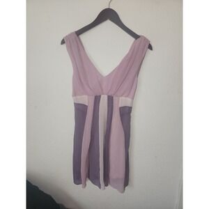 Minuet Dress V Neck Side Zip Close Purple Color Block Fairycore Small